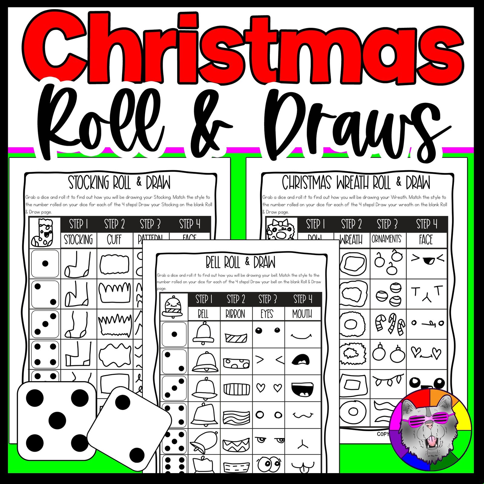 Christmas Roll and Draw Game Christmas Directed Drawing Activity Holiday Drawing