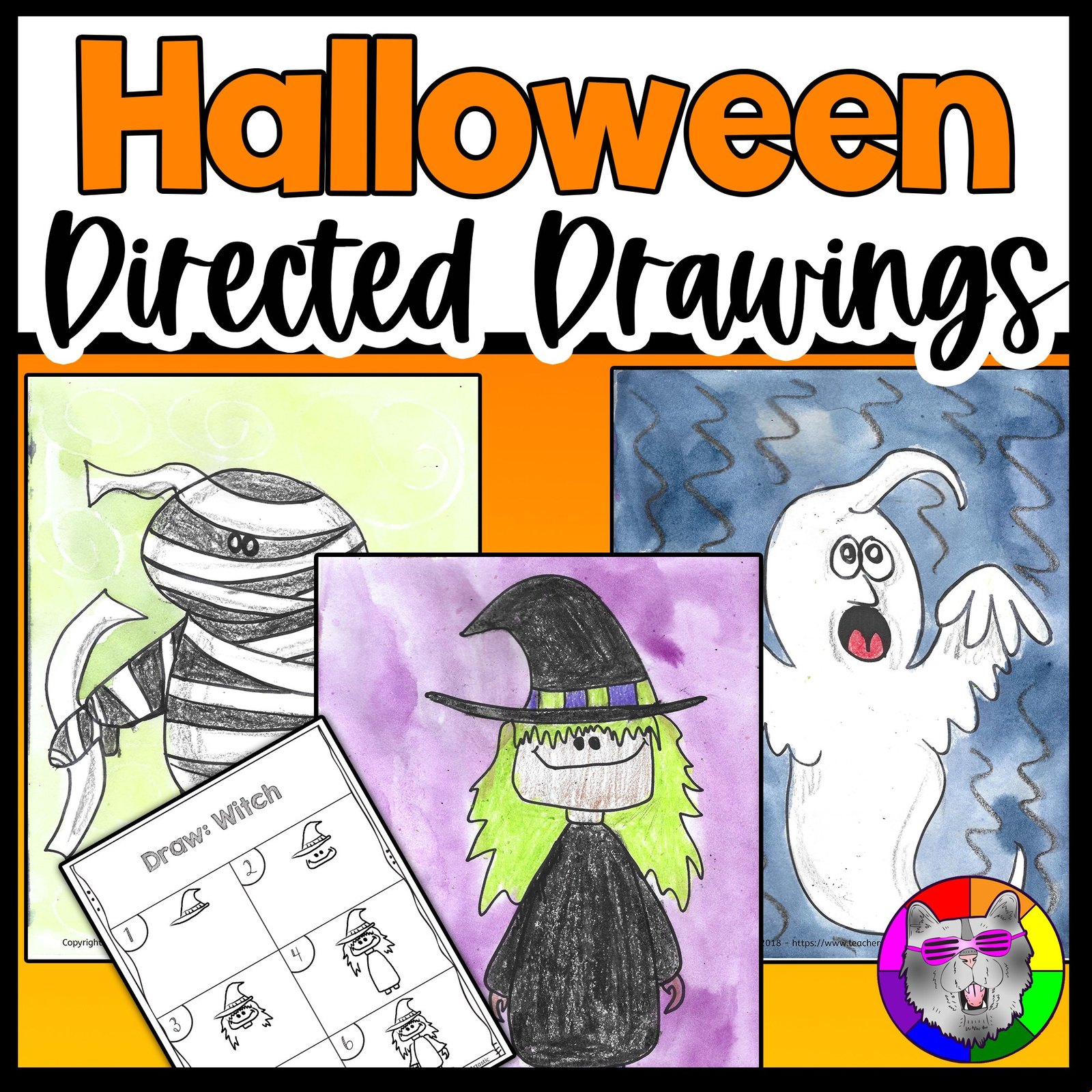 Halloween Directed Drawing Art Activities October Worksheets Art Lessons Drawing