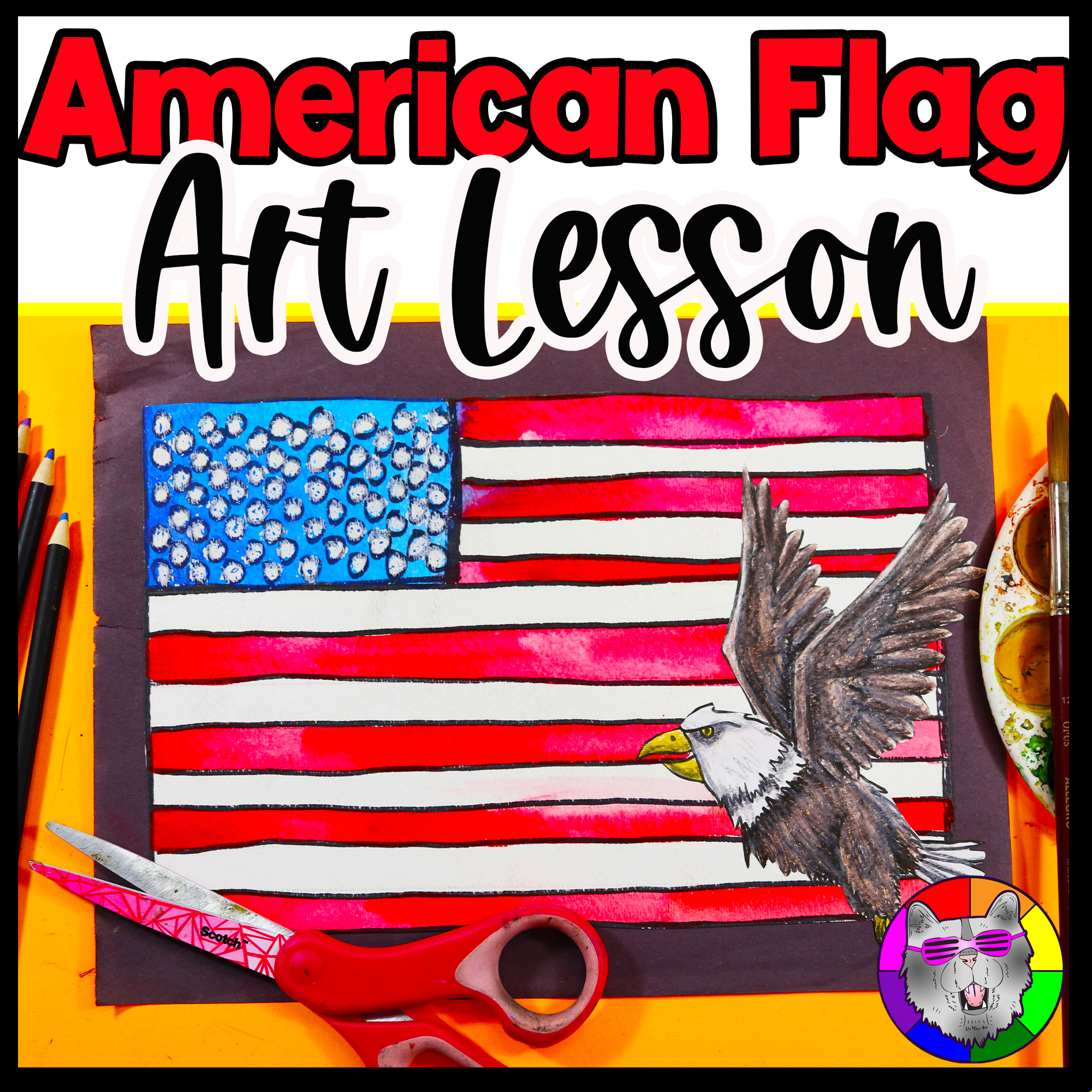 USA Flag Art Lesson United States Flag Art Project Presidents Day Art Patriotic