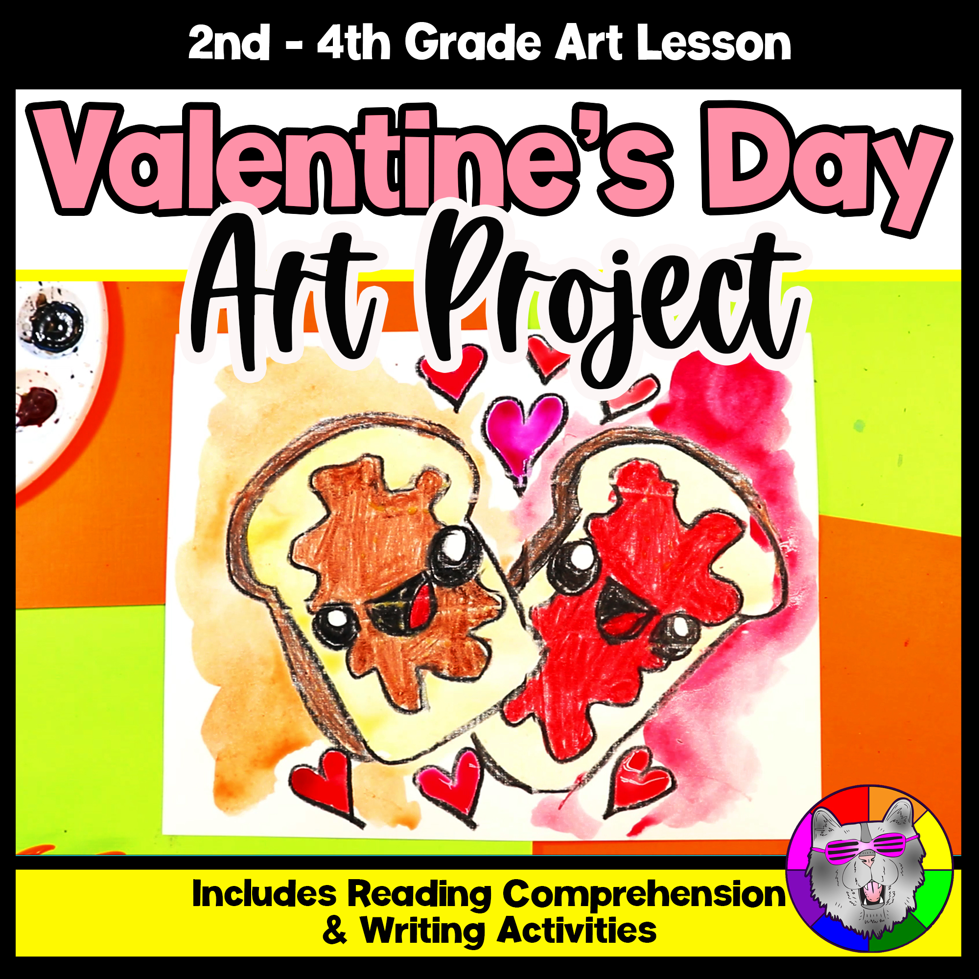 Valentines Day Art Project PB & J Art Lesson Valentine Art Activity V Day Craft
