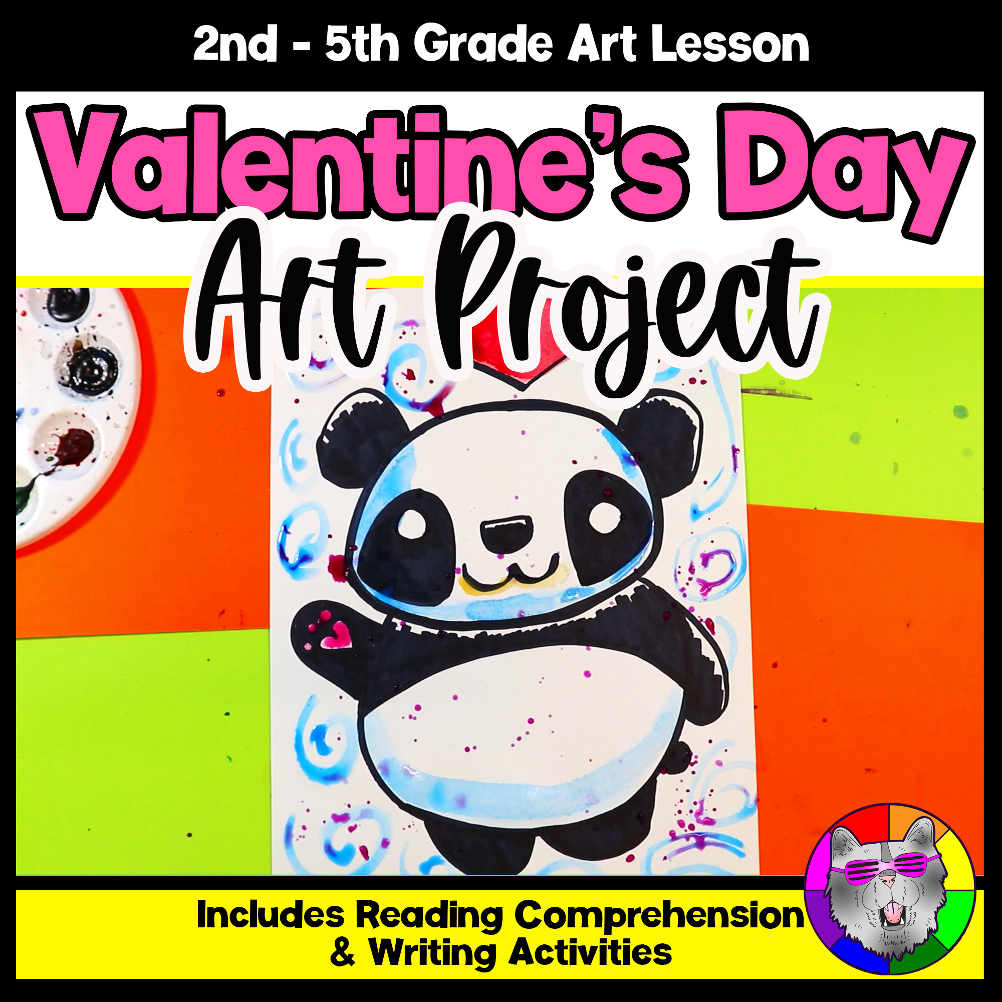 Valentines Day Panda Art Project Valentine Art Lesson with Reading Writing