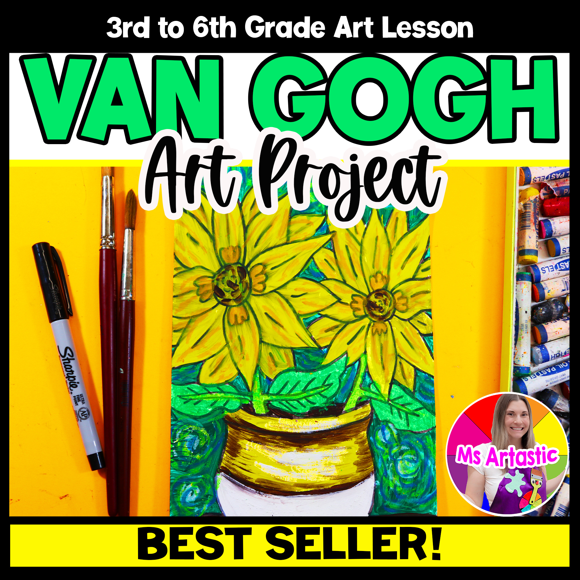 Van Gogh Sunflowers Art Lesson Van Gogh Sunflower Art Project Art Activity