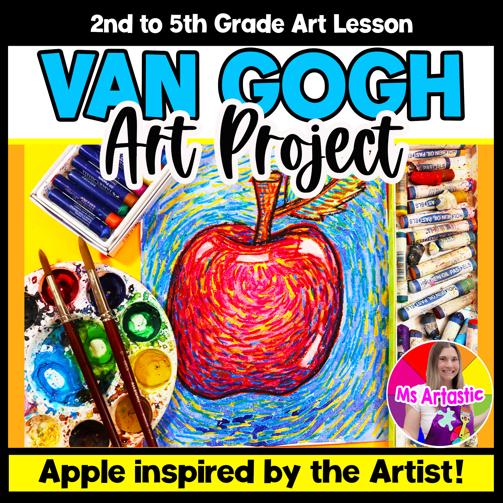 Vincent van Gogh Apple Art Lesson BTS Famous Artist Back to School Art Project