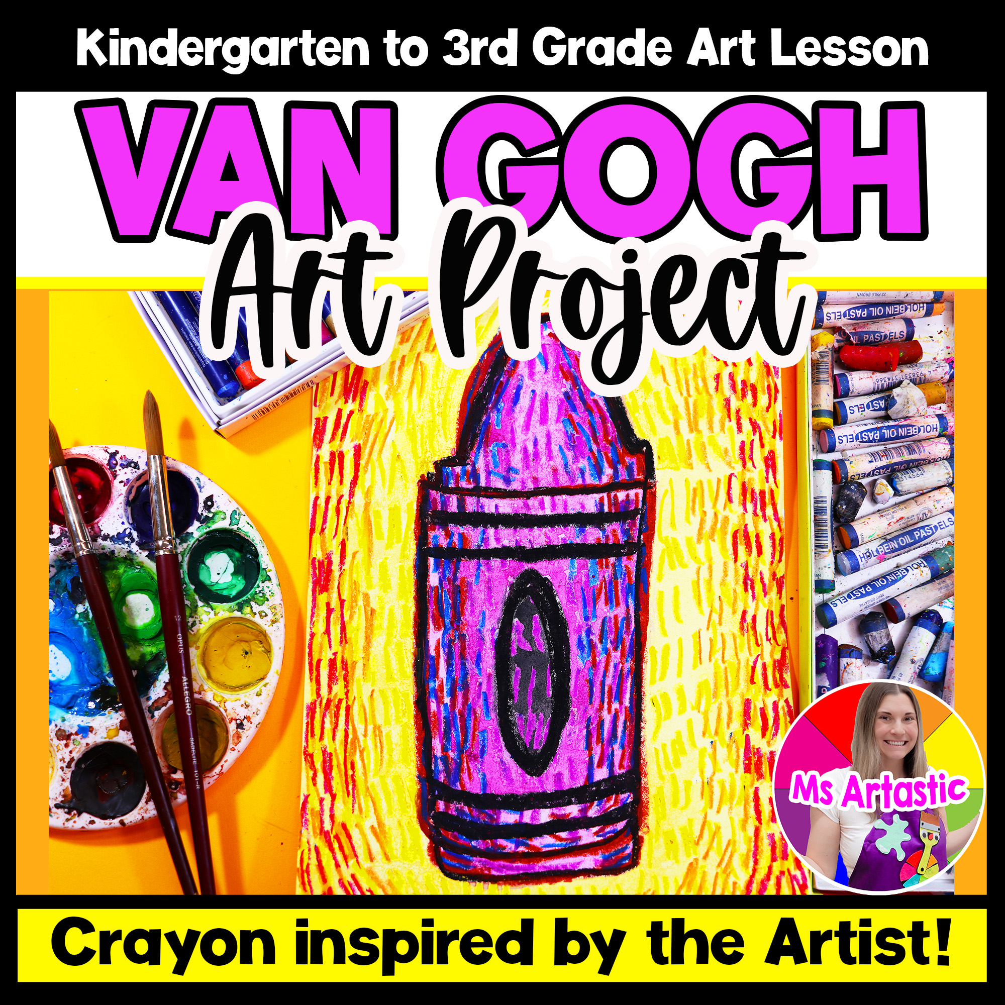 Vincent van Gogh Art Lesson Crayon BTS Art Project Famous Artist Art Lesson