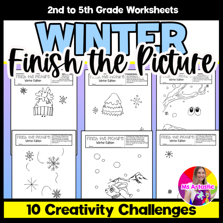 Winter Art Activity Winter Finish the Picture Creativity Challenge Bell Ringers